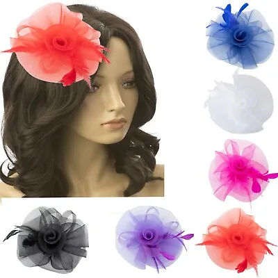 £3.99 • Buy Beaded Corsage Feather Flower Hair Fascinator Clip For Ladies Royal Wear