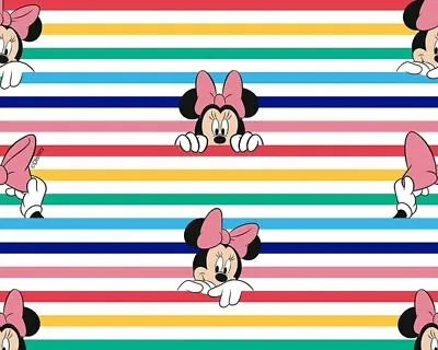 Disney Minnie Mouse Rainbow Stripe 100%Cotton Fabric - HALF METER- 59 /148cm  • £7.99