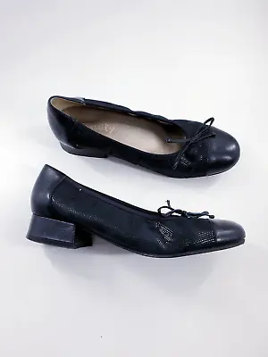 £11 • Buy Equity Size 3 (36) Black Leather Bow Front Block Heel Court Shoes