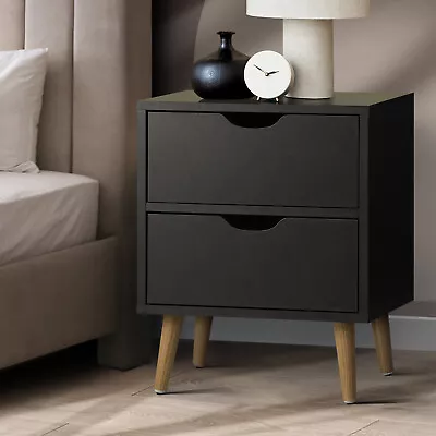 Oikiture Bedside Tables Black Side Table Bedroom Furniture Storage Cabinet • $71.90