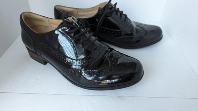 £19.99 • Buy Clarks Ladies Hamble Oak Brogues Black Leather UK Size 5.5 Lace Up Shoes Superb