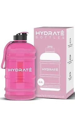 Hydrate XL Jug 2.2 Litre Water Bottle - BPA Free Flip Cap Leak Proof - Pink • £11.88