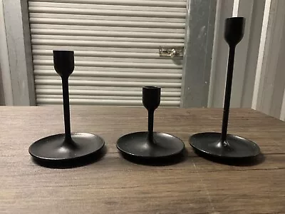 Ikea FULLTALIG Candlestick Candle Holder Metal/Black Set Of 3 • $19.97