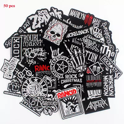 50pcs/lot Rock Band Music Patches Clothes Embroidery Badges On Biker Jacket Vest • $37.99