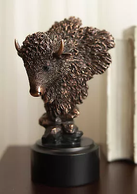 Ebros Rustic Southwestern American Bison Bust Electroplated Bronze Finish Statue • $38.99