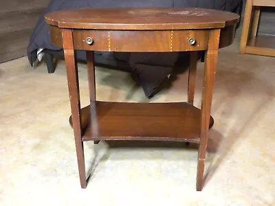 ROUGH SHAPE Vintage 25  High Mersman # 7069 Oval Table With Drawer And Shelf • $149.99