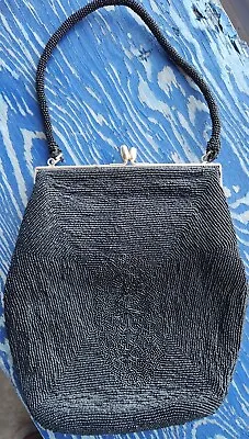 Vintage Micro Beaded Black Bag Purse Perfect For Party Or Bridesmaid Gift • $12.99