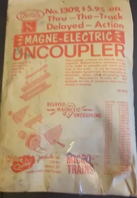N-SCALE MAGNE-ELECTRIC UNCOUPLER Thru Track Delayed Action Kit KADEE No 1309 NEW • $12
