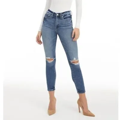 Good American Size 28 Good Legs Stovepipe Distressed Jeans Women's Stretch • $34.88