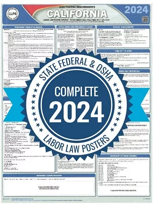 2024 California CA LABOR LAW POSTERS (4 POSTERS) (Federal & State) Plastic Paper • $111