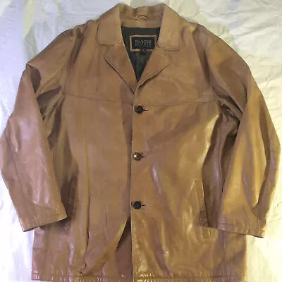 Wilson's Leather Pelley Studio Coat Men's XL Brown Round Pockets Casual Style • $50