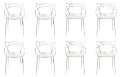 8 Kartell Masters Inspired Polycarbonate Plastic Modern ChairWHITE • £288