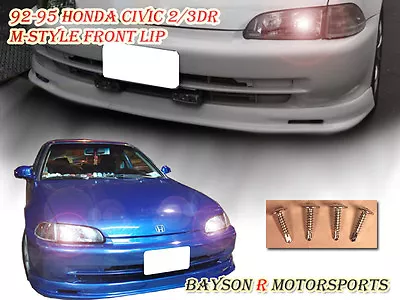Fits 92-95 Honda Civic 2/3dr (Coupe/Hatch) Mu-gen Style Front Lip (Urethane) • $84.99