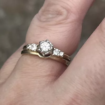 14k Antique .35ct Mine Cut  Ring Natural Diamond  Soldered Together Size 7 • $400