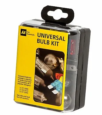 AA Universal 10 Piece Car Vehicle Emergency Bulb Spares H1 H4 H7 Fuses Kit • £6.95