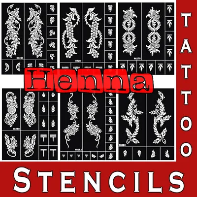 Henna Stencils Temporary Tattoo Large Mehndi Template Body Art Glitter Hand • £3.98