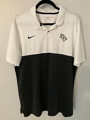 Nike Men's Polo Shirt UCF Knights White & Dark Gray/Black Short Sleeve Dri-Fit • $13