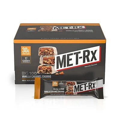 MET-Rx Big 100 Colossal Protein Bars Vanilla Caramel Churro Meal Replacement 9 • $37.61