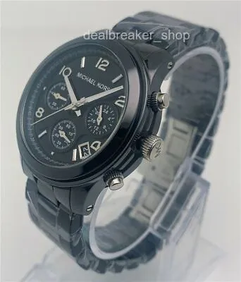 MICHAEL KORS Runway MK5162 Black Ceramic 40mm Chronograph Dial Unisex Watch • £122.99