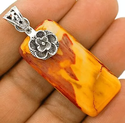 Flower Natural Australian Mookaite 925 Solid Sterling Silver Pendant CT7-1 • $10.99