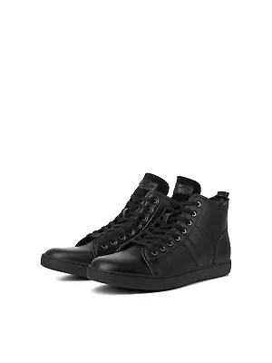 £26.99 • Buy Jack & Jones Mens Casual Pumps Trainers Hi Top Shoes Laces Stewart PU Black