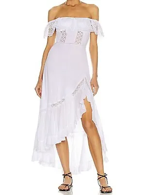 Charo Ruiz Ibiza White Louise Lace Dress Off The Shoulder Size Medium • $300