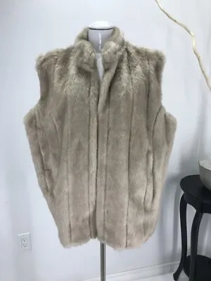 Fabulous Mink Faux Fur Coat VEST Jacket 2XL Beige Women 46884 • $28