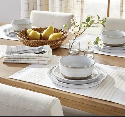 Engineered Tick Stripe Placemats Gold Hearth & Hand Magnolia Set Of 8 Yellow • $24.99