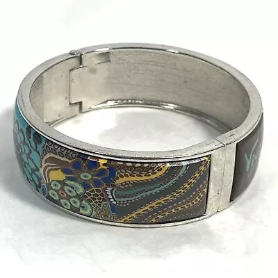 Handcrafted VIVA BEADS Multi Color Clay Decorated Bangle Bracelet Silver Tone • $14.95