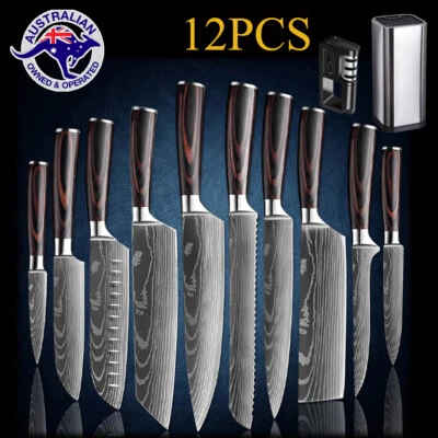 $24.96 • Buy Japanese Kitchen Knives Set Damascus Pattern Stainless Steel Chef Knife Cleaver
