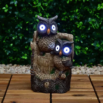 Stylish Solar Powered Owl In Tree Garden Decoration With Cool White Led Light • £21.89