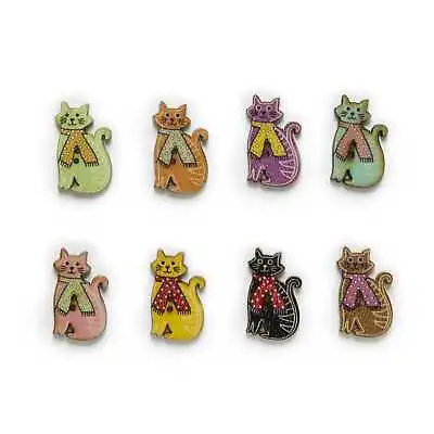 30pcs Cat Wood Buttons For Sewing Scrapbooking Clothing Headwear Decor 30x19mm • $3.99