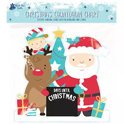 Christmas Countdown Chart - Chalks Chalkboard Xmas Hanging Calendar Kids Decor • £2.99