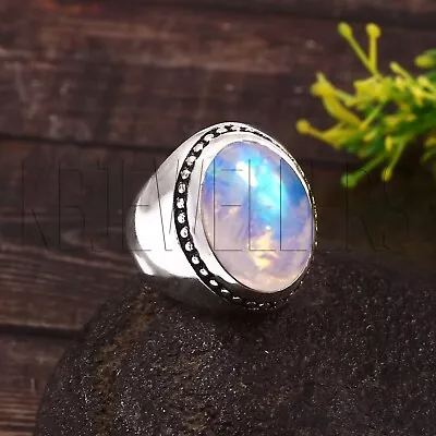 Natural Moonstone  Ring Solid 925 Sterling Silver Ring Mens Ring Handmade Ring • $39.99