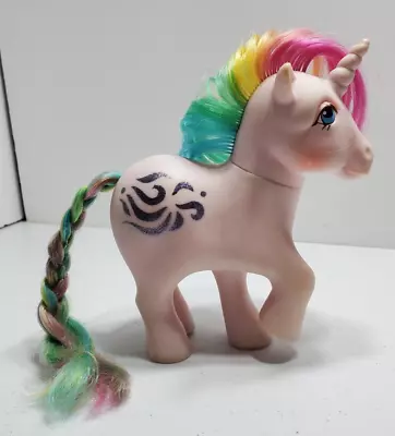 Vintage 1983 Hasbro Windy G1 My Little Pony Unicorn Rainbow Hair Glittery Swirl • $15.75