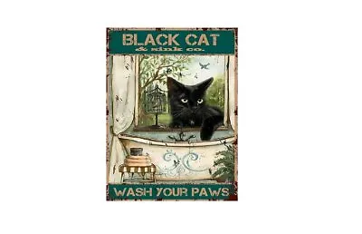 £5.49 • Buy BLACK CAT SINK Co WASH PAWS CATS Retro Metal Sign BATHROOM KITCHEN GIFT A5 A4