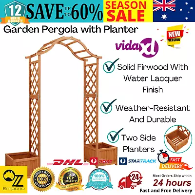 Wooden Garden Arch Planter Outdoor Climbing Plant Pot Box Arbor Trellis Timber • $208.81