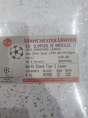 1999/00 Manchester United V Olympique Marseille Champions League Ticket  • £1.20
