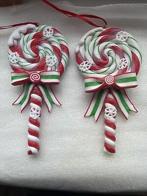 2 Candy Cane Lollipop Christmas Tree Decorations. Peppermint • £7.99