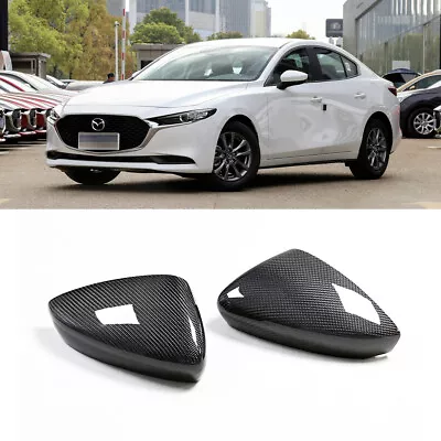 2Pcs Carbon Fiber Side Wing Mirror Replacement Caps Cover For Mazda3 2020-2022 • $147.19