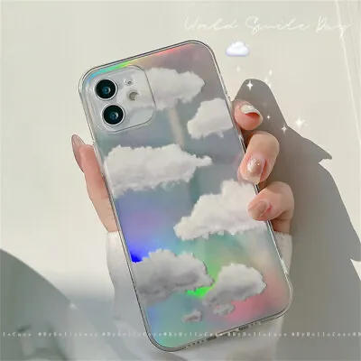 $12.99 • Buy  Cute Cartoon Laser White Clouds Case Cover For IPhone 11 12 Pro Max Plus X XS 7