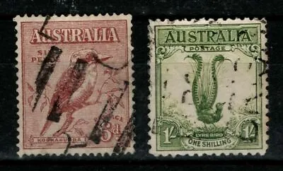 Australia 1932 6d Kooka And 1/- Lyrebird SG140 146 Used • $5