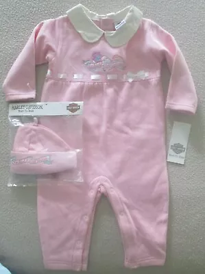 NWT Harley Davidson Infant Girls 2 Pc Set Born To Ride Outfit Plus Hat Sz 12 Mth • $23