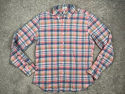 J Crew Button Down Shirt Mens Large Secret Wash Shirting Casual Plaid Slim Light • $19.99