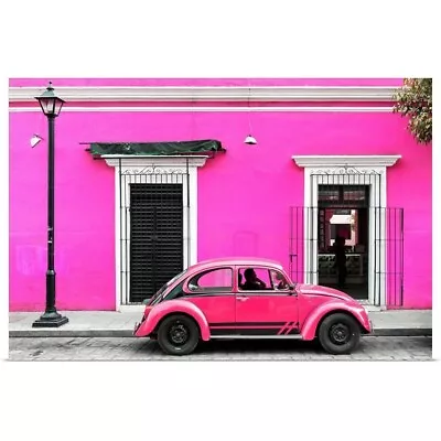 Deep And Hot Pink VW Beetle Car Poster Art Print Car Home Decor • $59.99