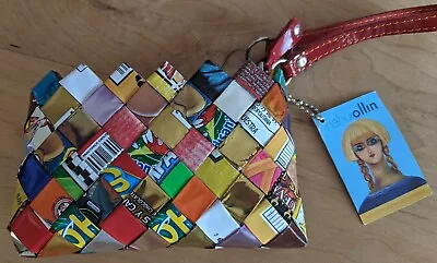 Nahui Ollin Candy Wrapper Wristlet Purse Clutch Colorful Zipper • $19.99