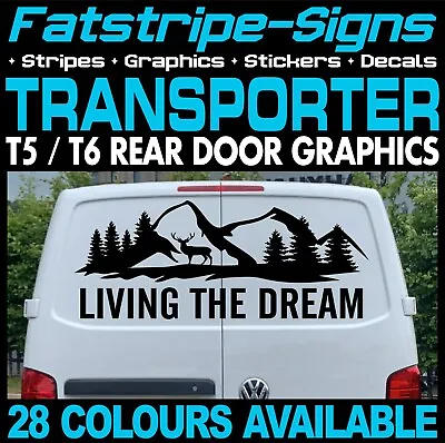 To Fit VW TRANSPORTER T5 T6 LIVING THE DREAM STICKERS GRAPHICS VAN CAMPERVAN • $27.38