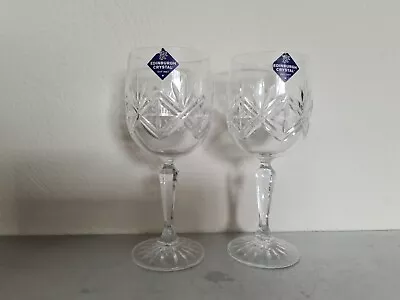 2 X Etched Edinburgh Crystal Ness Cut Crystal Wine Glasses. VGC. • £19.99