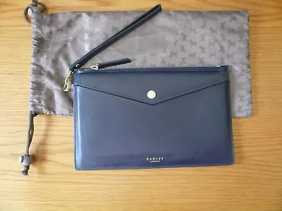 Radley London Navy Leather Travel Wallet Pouch Clutch 2 In 1 Wrist Strap • £25