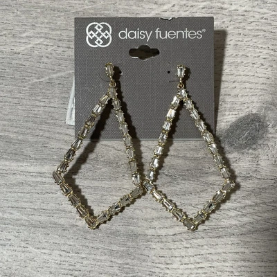 £9.99 • Buy Daisy Fuentes  Silver Colour Diamond Drop Dangle Earrings Brand New